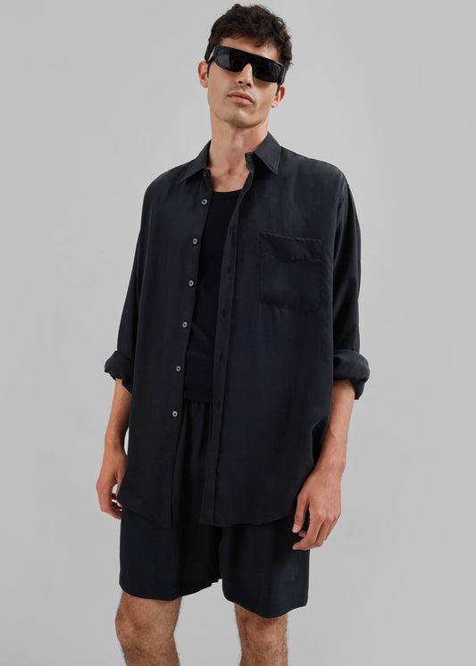 CHEMISE EN SOIE LELAND - NOIRE